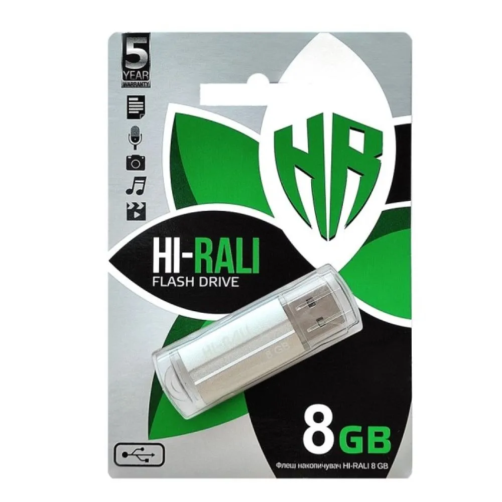Флеш-накопичувач USB 8GB Hi-Rali Corsair Series Silver (HI-8GBCORSL) - мініатюра 2