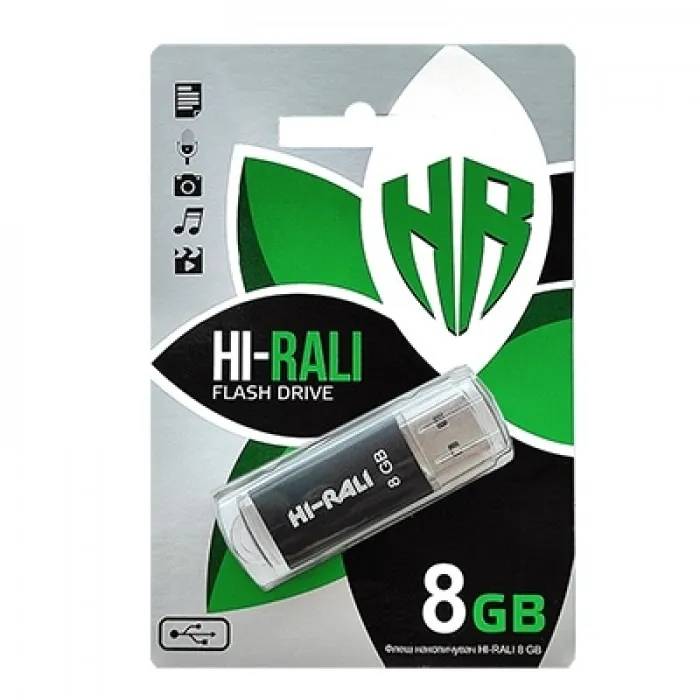 Флеш-накопичувач USB 8GB Hi-Rali Rocket Series Black (HI-8GBVCBK) - мініатюра 2