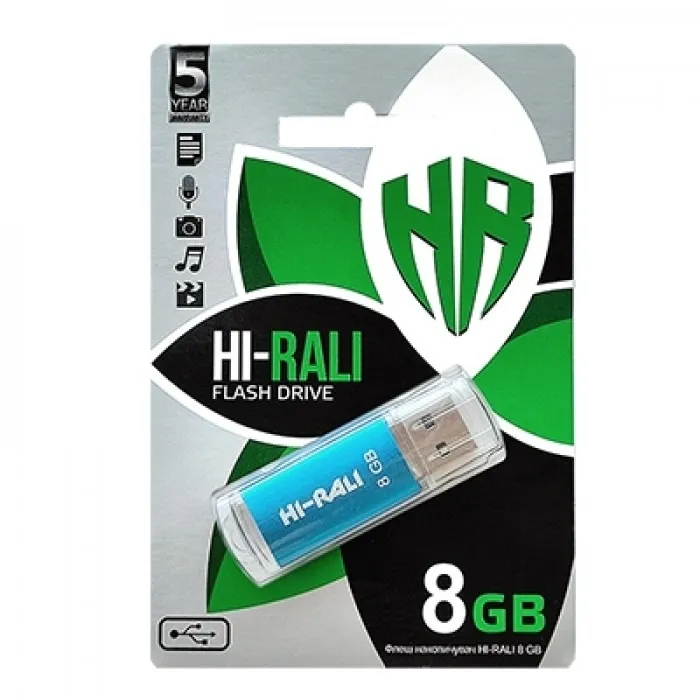 Флеш-накопичувач USB 8GB Hi-Rali Rocket Series Blue (HI-8GBVCBL) - мініатюра 2