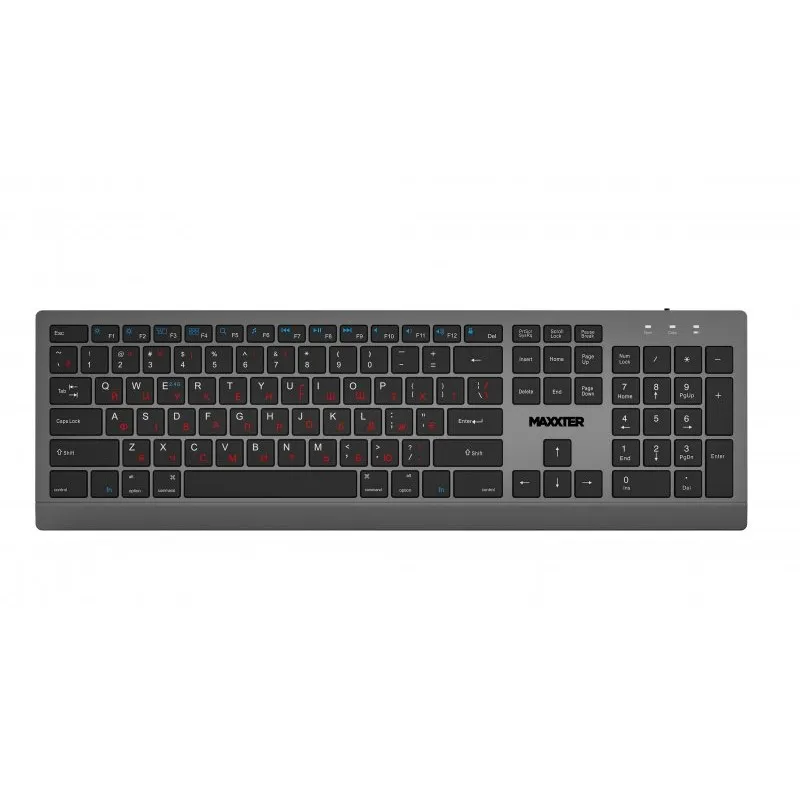 Клавiатура бездротова Maxxter KBW-01G-UA Gray-Black - зображення 1