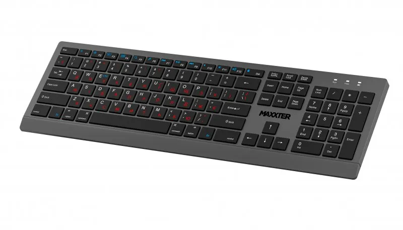 Клавiатура бездротова Maxxter KBW-01G-UA Gray-Black - мініатюра 2