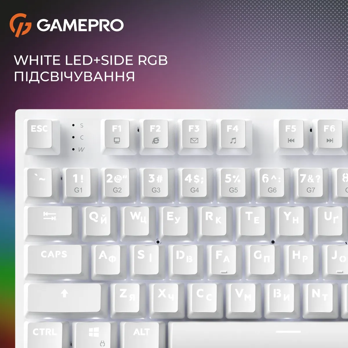 Клавіатура GamePro Genesis Joker MK124W Outemu Red Swithes USB White - мініатюра 17