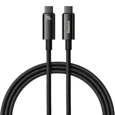 Кабель Baseus Tungsten Gold Fast Charging Type-C to Type-C 240W (1m) black - зображення 1