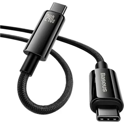 Кабель Baseus Tungsten Gold Fast Charging Type-C to Type-C 240W (1m) black - мініатюра 2