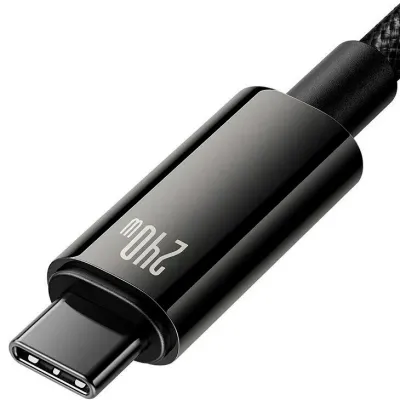 Кабель Baseus Tungsten Gold Fast Charging Type-C to Type-C 240W (1m) black - мініатюра 4