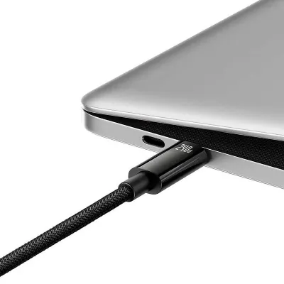 Кабель Baseus Tungsten Gold Fast Charging Type-C to Type-C 240W (1m) black - мініатюра 5
