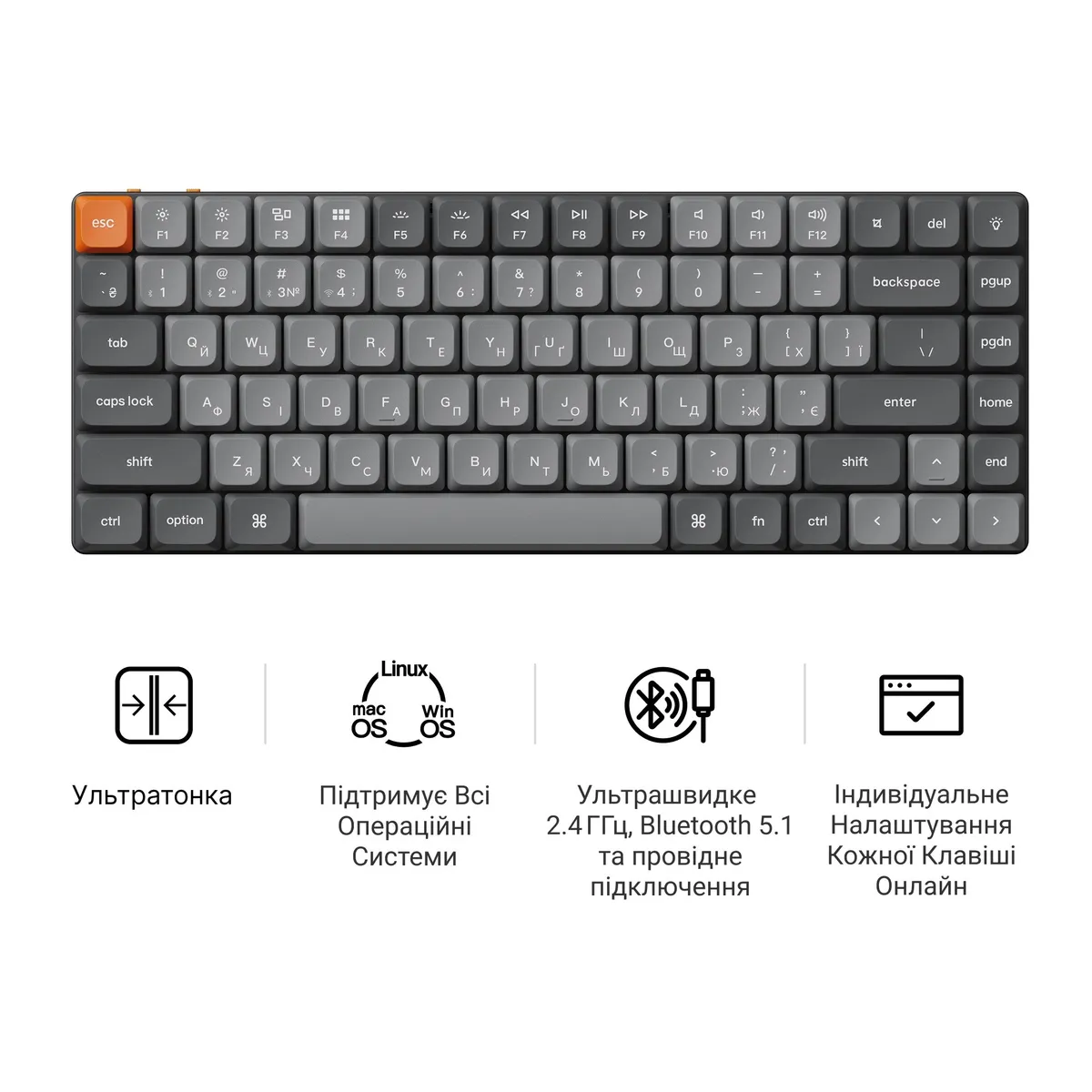 Клавіатура бездротова Keychron K3 Max, Gateron MX 2.0 Brown, Hot-Swap, RGB UA Black (K3M-H3-UA) - мініатюра 8