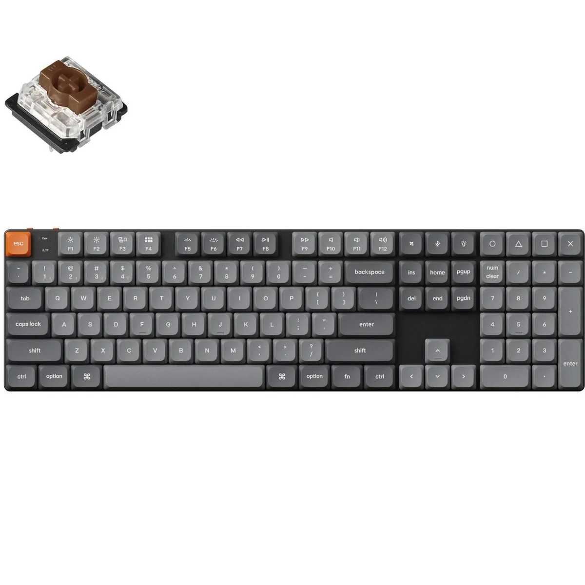 Клавіатура бездротова Keychron K5 Max, Gateron MX 2.0 Brown, Hot-Swap, RGB UA Black (K5M-H3-UA) - мініатюра 2