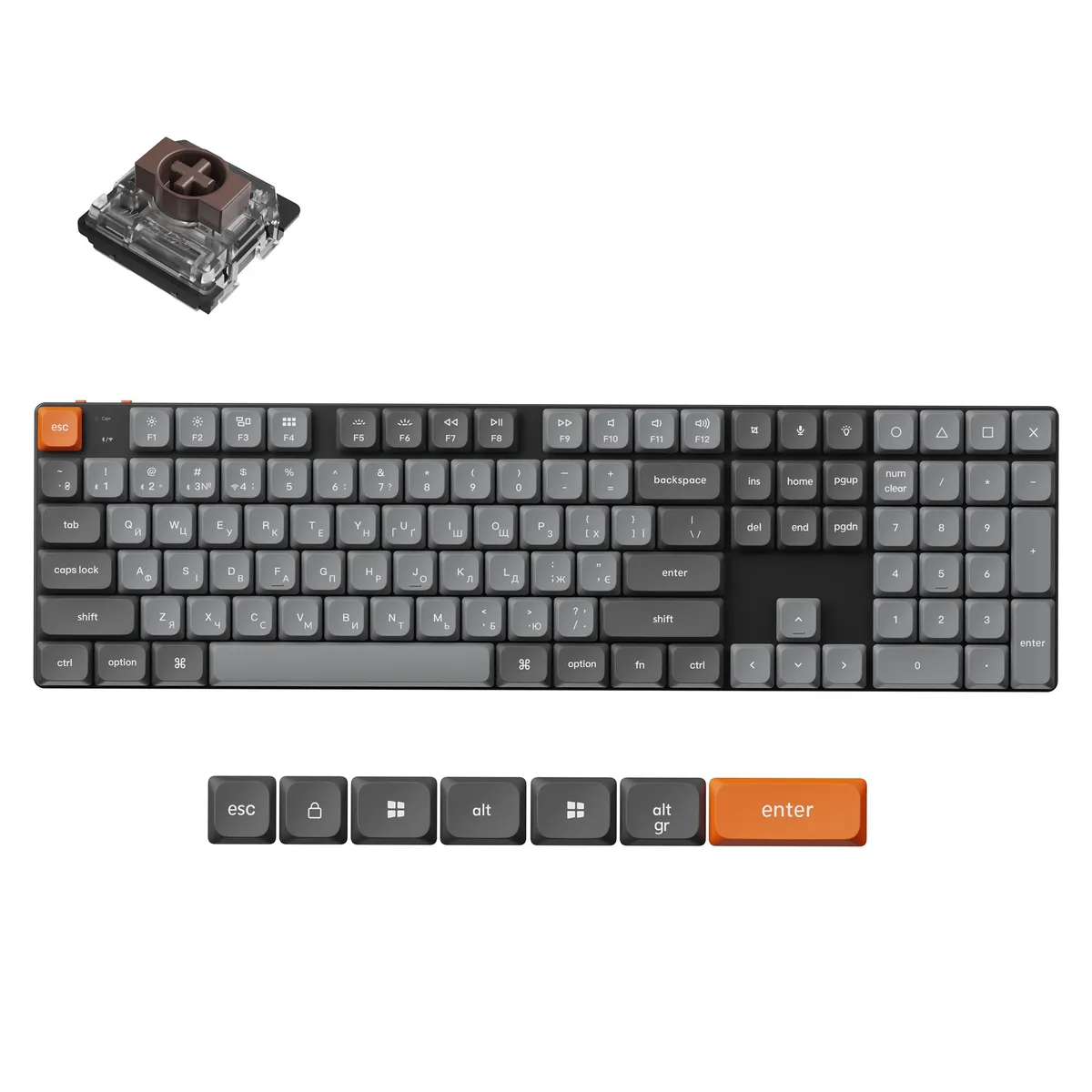 Клавіатура бездротова Keychron K5 Max, Gateron MX 2.0 Brown, Hot-Swap, RGB UA Black (K5M-H3-UA) - мініатюра 7