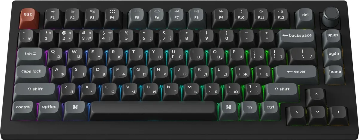 Клавіатура бездротова Keychron V1 Ultra Keychron Red Switch Black RGB (V1U-D1-UA) - мініатюра 2