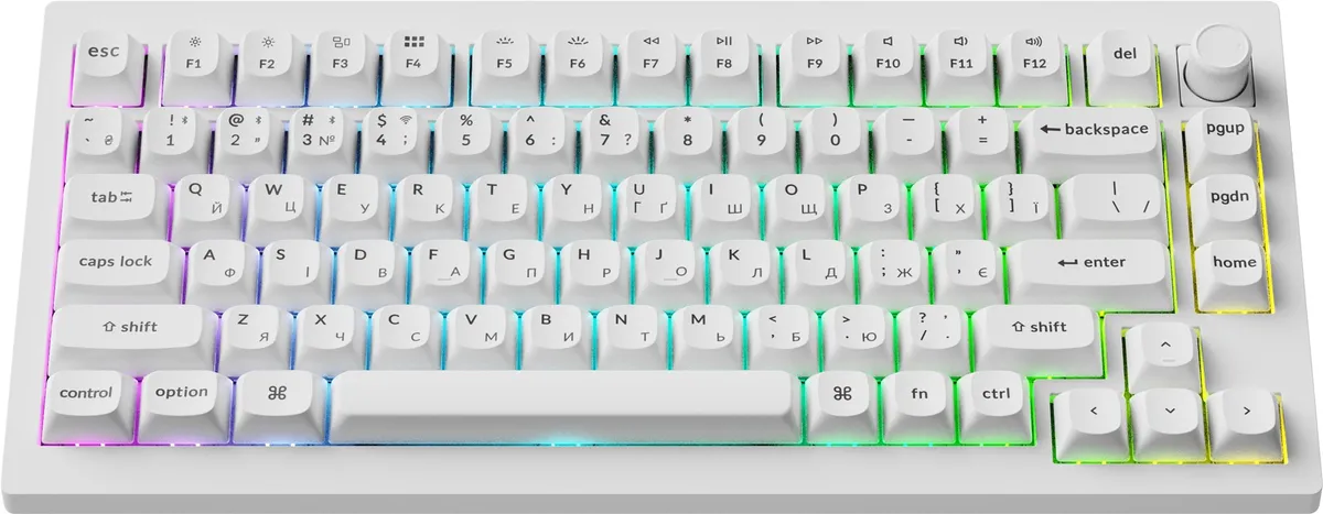Клавіатура бездротова Keychron V1 Ultra Keychron Red Switch White RGB (V1U-F1-UA) - мініатюра 2