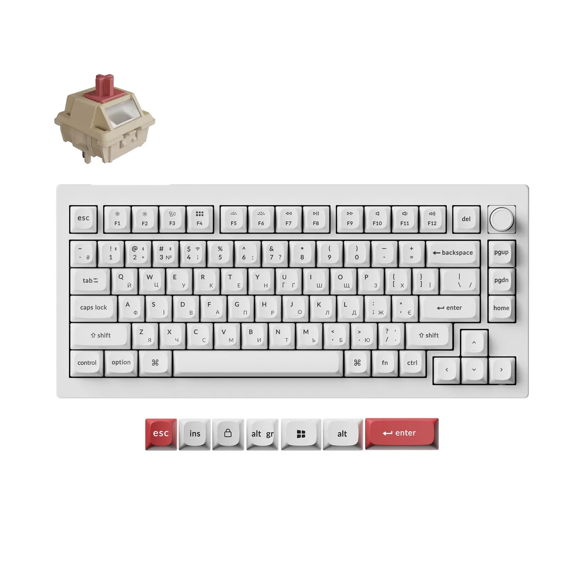 Клавіатура бездротова Keychron V1 Ultra Keychron Red Switch White RGB (V1U-F1-UA) - мініатюра 7