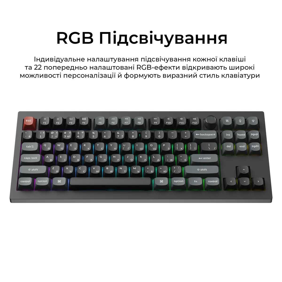 Клавіатура бездротова Keychron V3 Ultra Keychron Red Switch Black RGB (V3U-D1-UA) - мініатюра 14