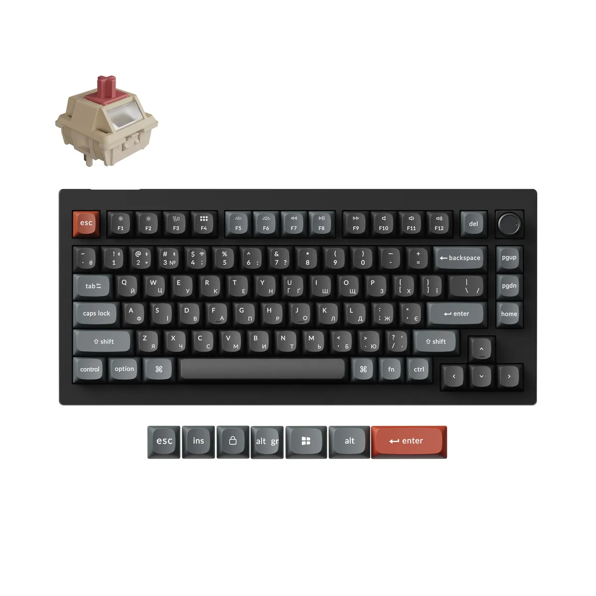 Клавіатура бездротова Keychron V3 Ultra Keychron Red Switch Black RGB (V3U-D1-UA) - мініатюра 7