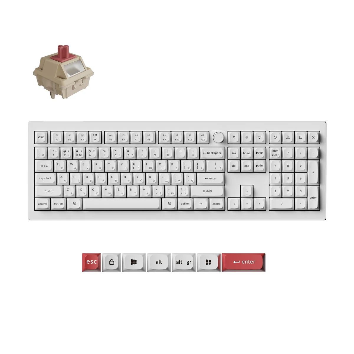 Клавіатура бездротова Keychron V6 Ultra Keychron Red Switch White RGB (V6U-F1-UA) - мініатюра 7