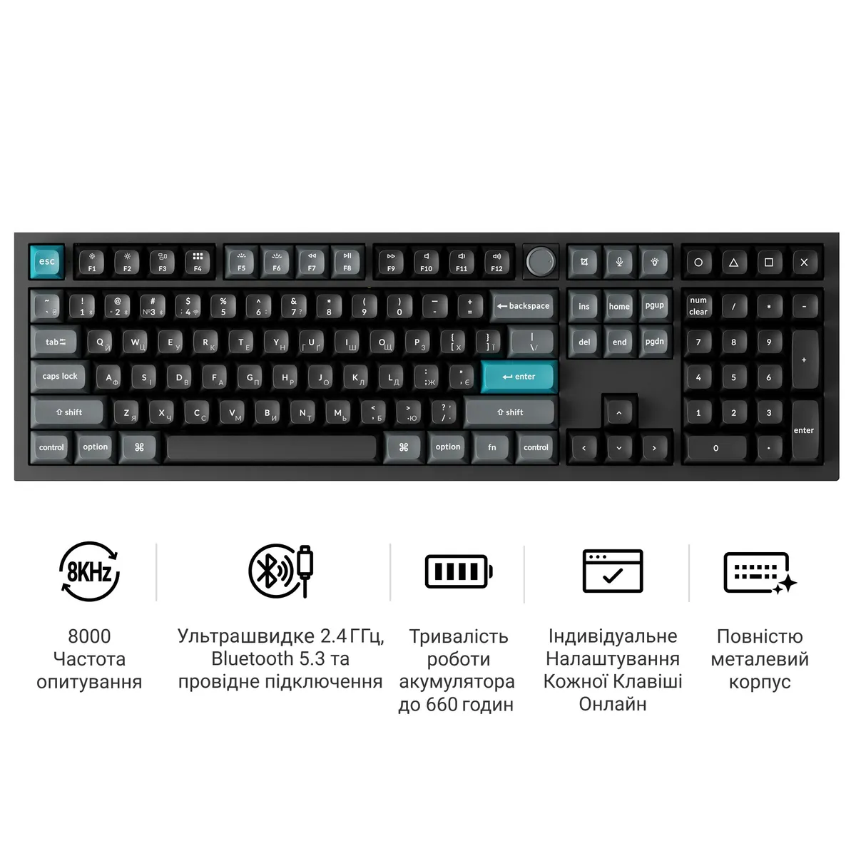 Клавіатура бездротова Keychron Q6 Ultra Keychron Red Switch Black RGB (Q6U-M1-UA) - мініатюра 8