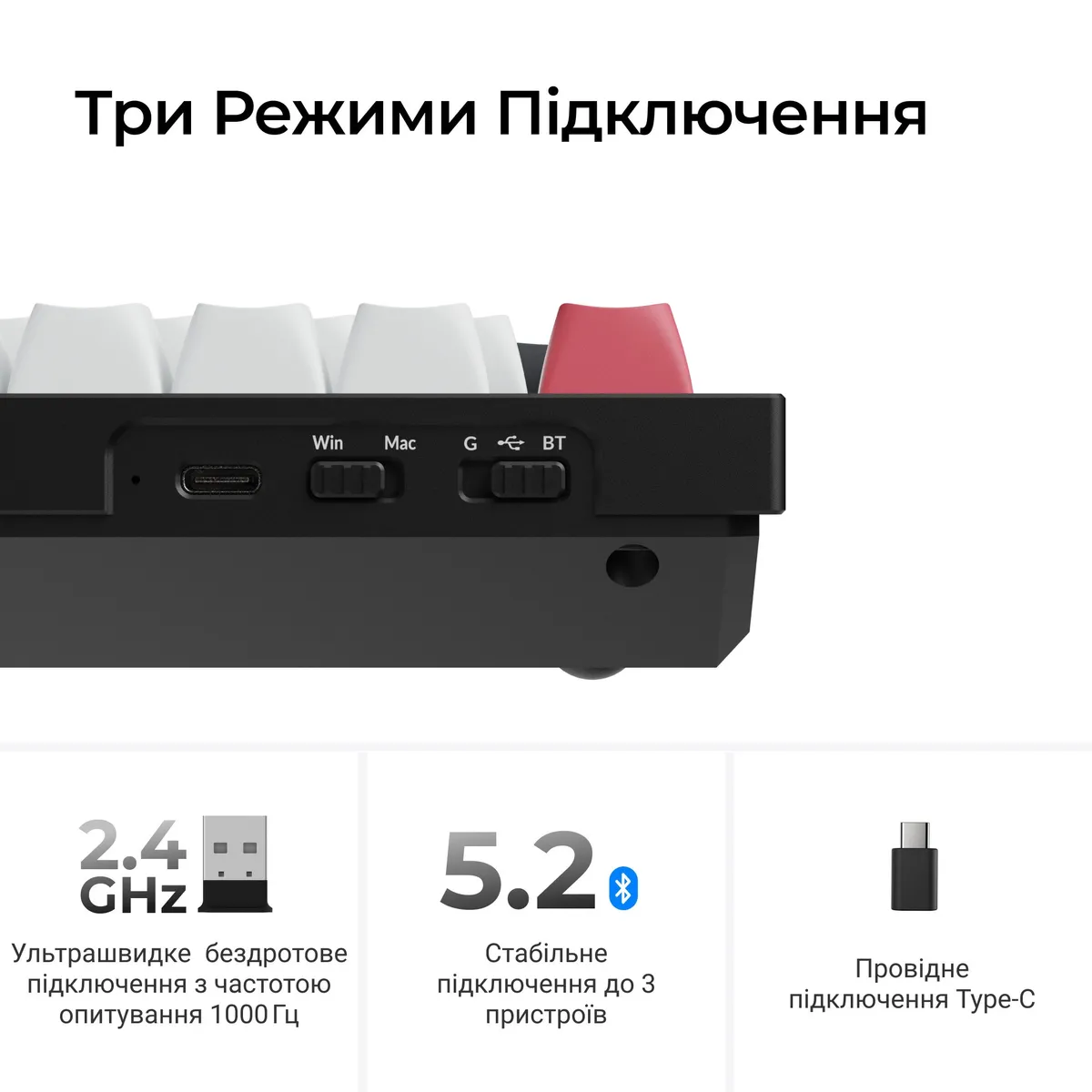 Клавіатура бездротова Keychron Q1 HE Magnetic Switch Black RGB (Q1H-M1-UA) - мініатюра 11