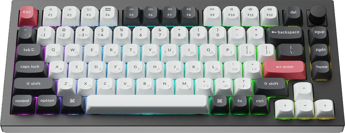 Клавіатура бездротова Keychron Q1 HE Magnetic Switch Black RGB (Q1H-M1-UA) - мініатюра 2