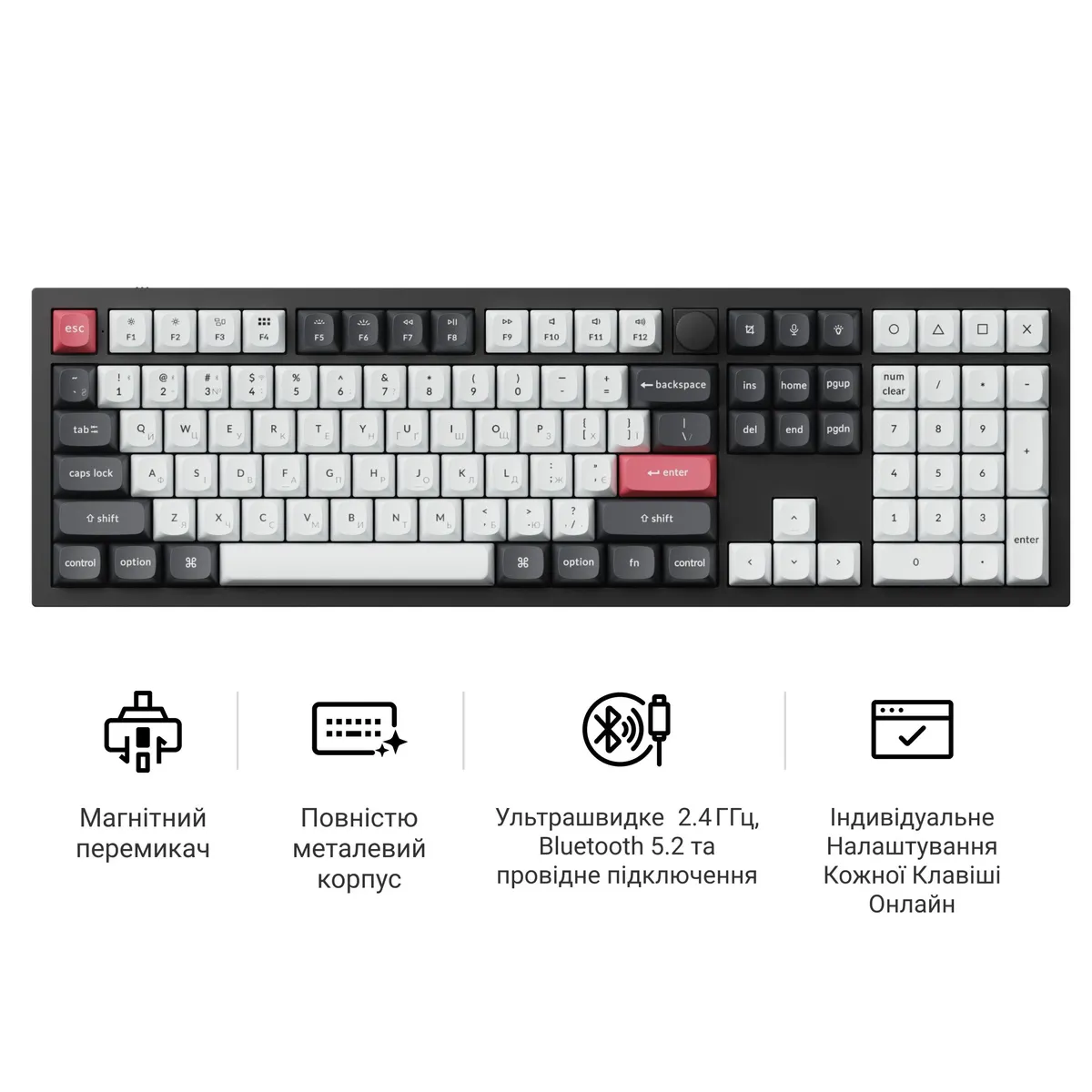 Клавіатура бездротова Keychron Q6 HE Magnetic Switch Black RGB (Q6H-M1-UA) - мініатюра 8