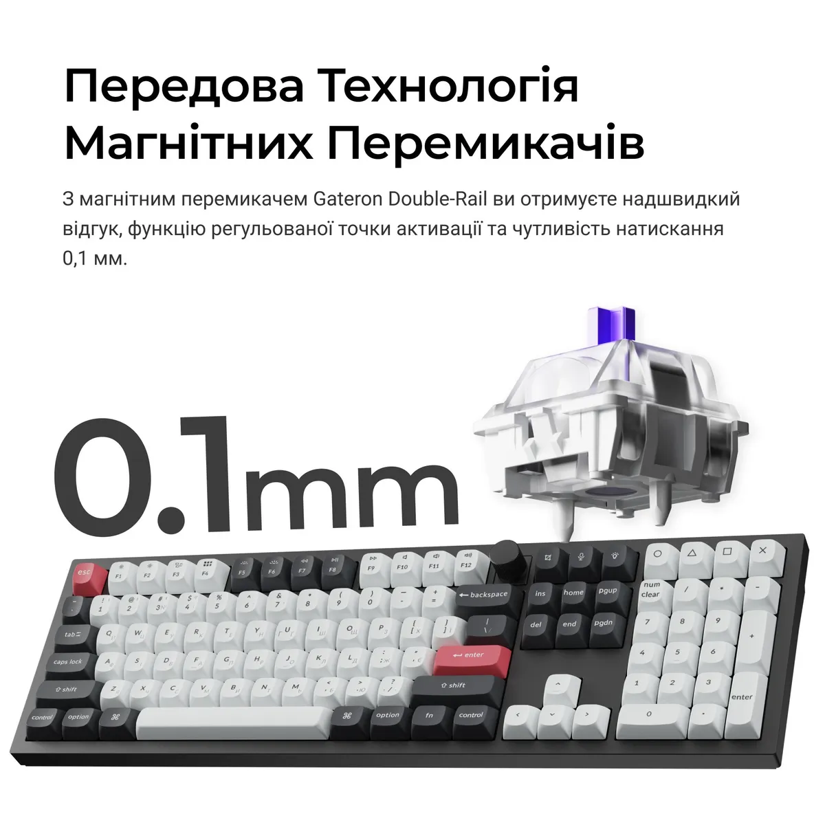 Клавіатура бездротова Keychron Q6 HE Magnetic Switch Black RGB (Q6H-M1-UA) - мініатюра 9