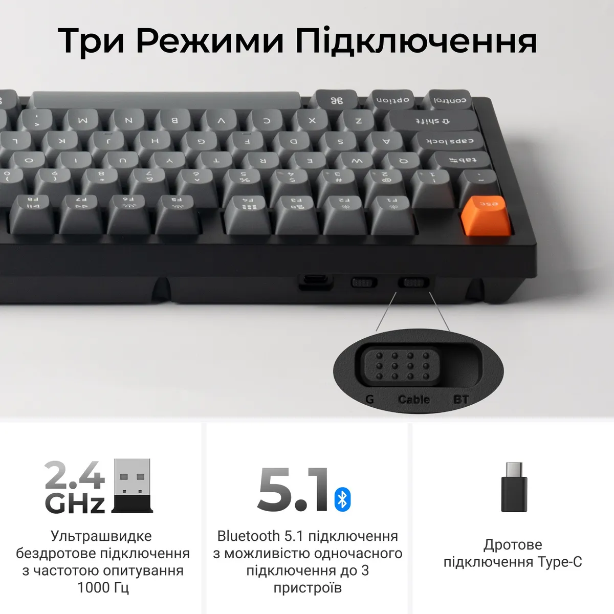 Клавіатура бездротова Keychron K10 Max Keychron Super Banana Switch Black RGB (K10M-H4-UA) - мініатюра 10