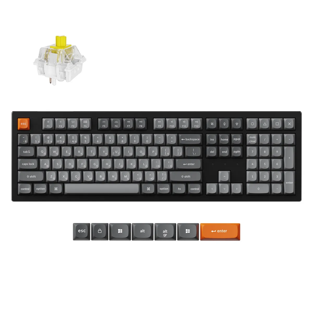 Клавіатура бездротова Keychron K10 Max Keychron Super Banana Switch Black RGB (K10M-H4-UA) - мініатюра 7