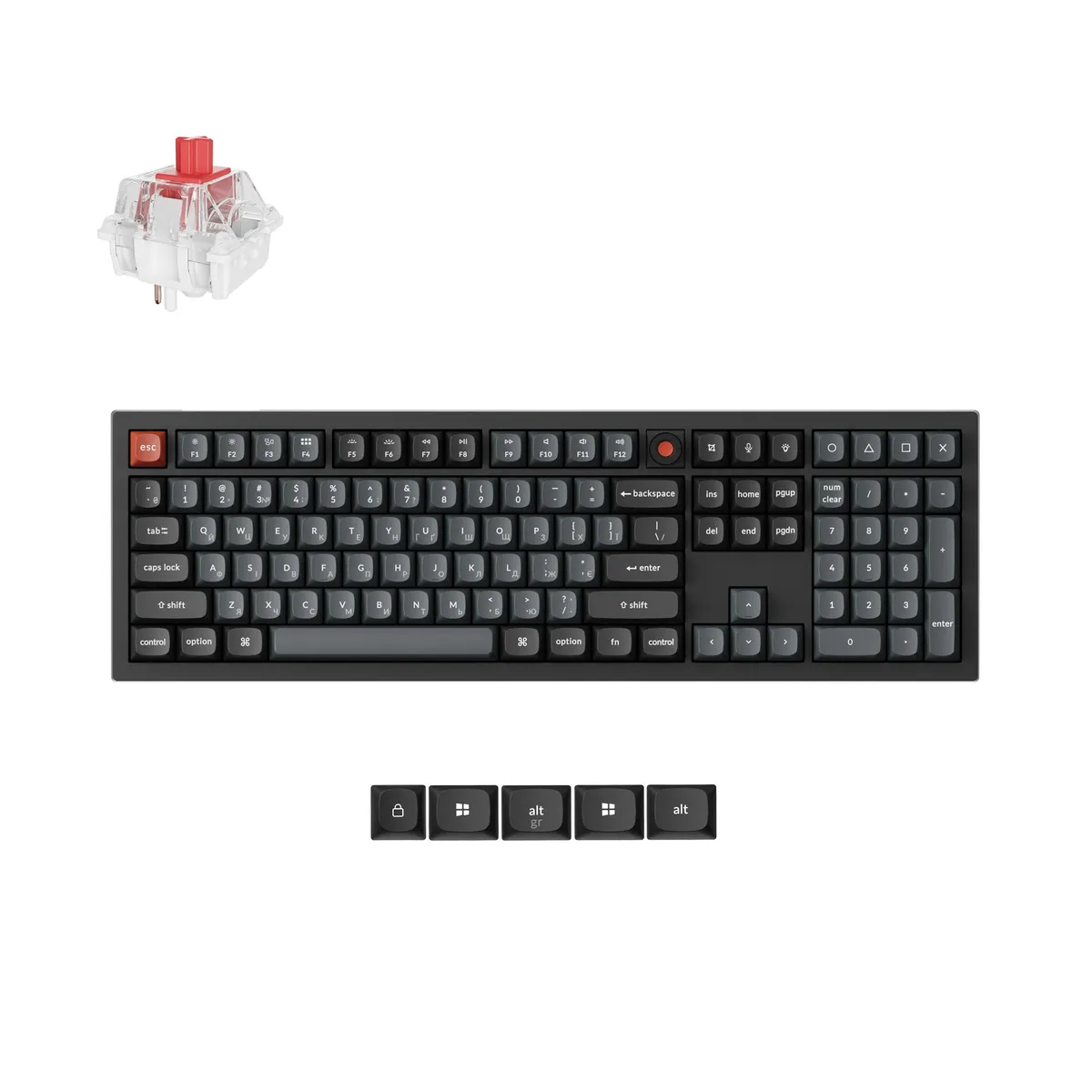 Клавіатура Keychron V6 8K Keychron Super Red Switch Black RGB (V6W-D1-UA) - мініатюра 7