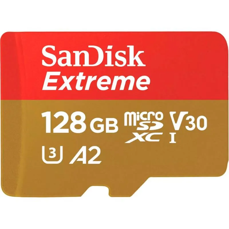 Карта пам`ятi MicroSDXC 128GB UHS-I U3 R190/W90MB/s SanDisk Extreme V30 + SD-адаптер (SDSQXAA-128G-GN6AA) - мініатюра 2