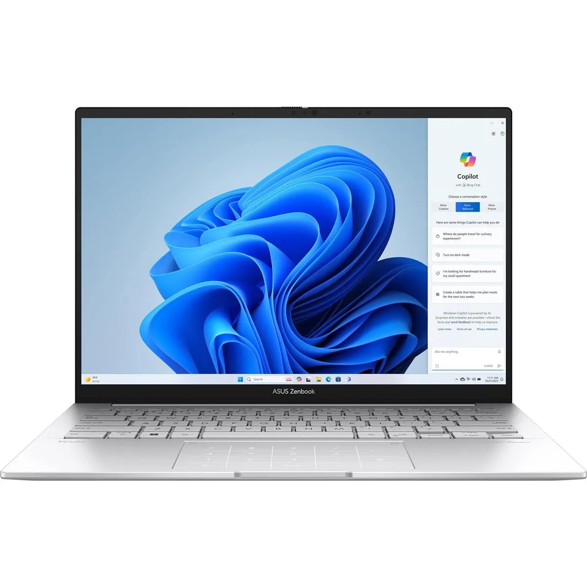 Ноутбук Asus Zenbook 14 OLED UX3405CA-QL291 (90NB14W4-M00BE0) Foggy Silver - зображення 1