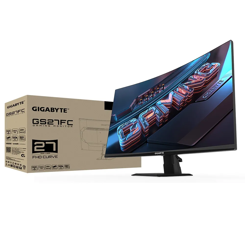 Монiтор Gigabyte 27" GS27FC VA Black Curved - мініатюра 8