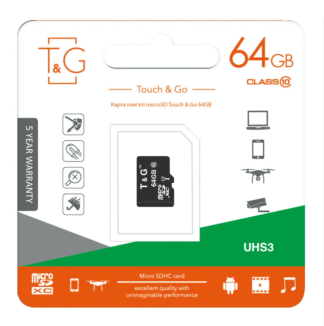 Карта пам`ятi MicroSDXC 64GB UHS-I/U3 Class 10 T&G (TG-64GBSDU3CL10-00) - мініатюра 2