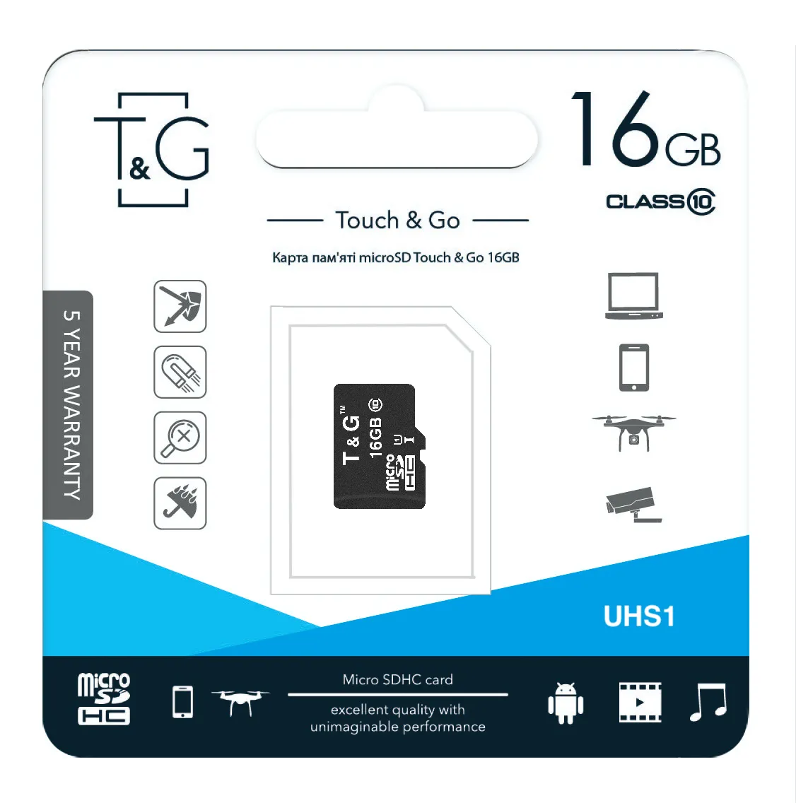 Карта пам`ятi MicroSDHC 16GB UHS-I Class 10 T&G (TG-16GBSD10U1-00) - мініатюра 2