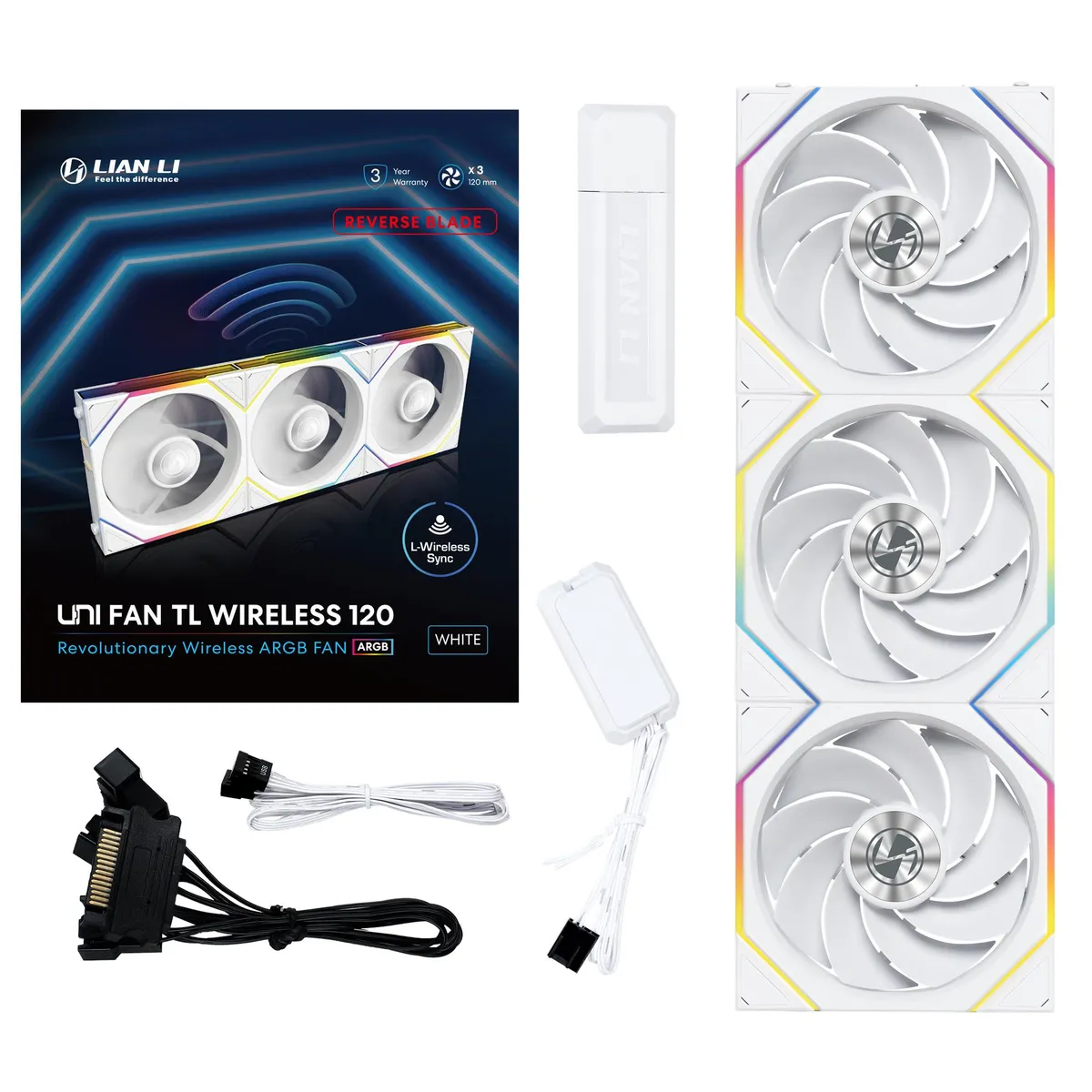 Вентилятор Lian Li Uni Fan TL Wireless Reverse 120-3 White (G99.12RTL1W3W.00) - мініатюра 9