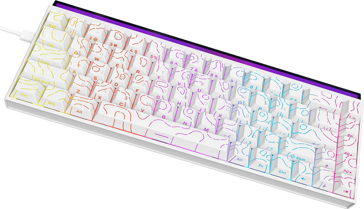 Дротова механічна клавіатура Ajazz NK68 Red switches Side Contour White (NK68-R-S-W) - мініатюра 3