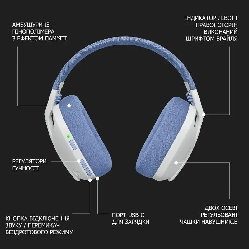 Logitech G435 LIGHTSPEED White (981-001074) - мініатюра 12