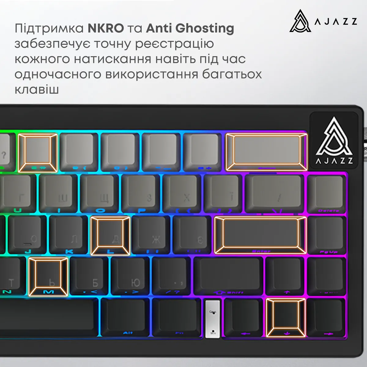Дротова механічна клавіатура Ajazz AK650 Day Dream switches Gradient Black Grey (AK650-DD-BG) - мініатюра 13