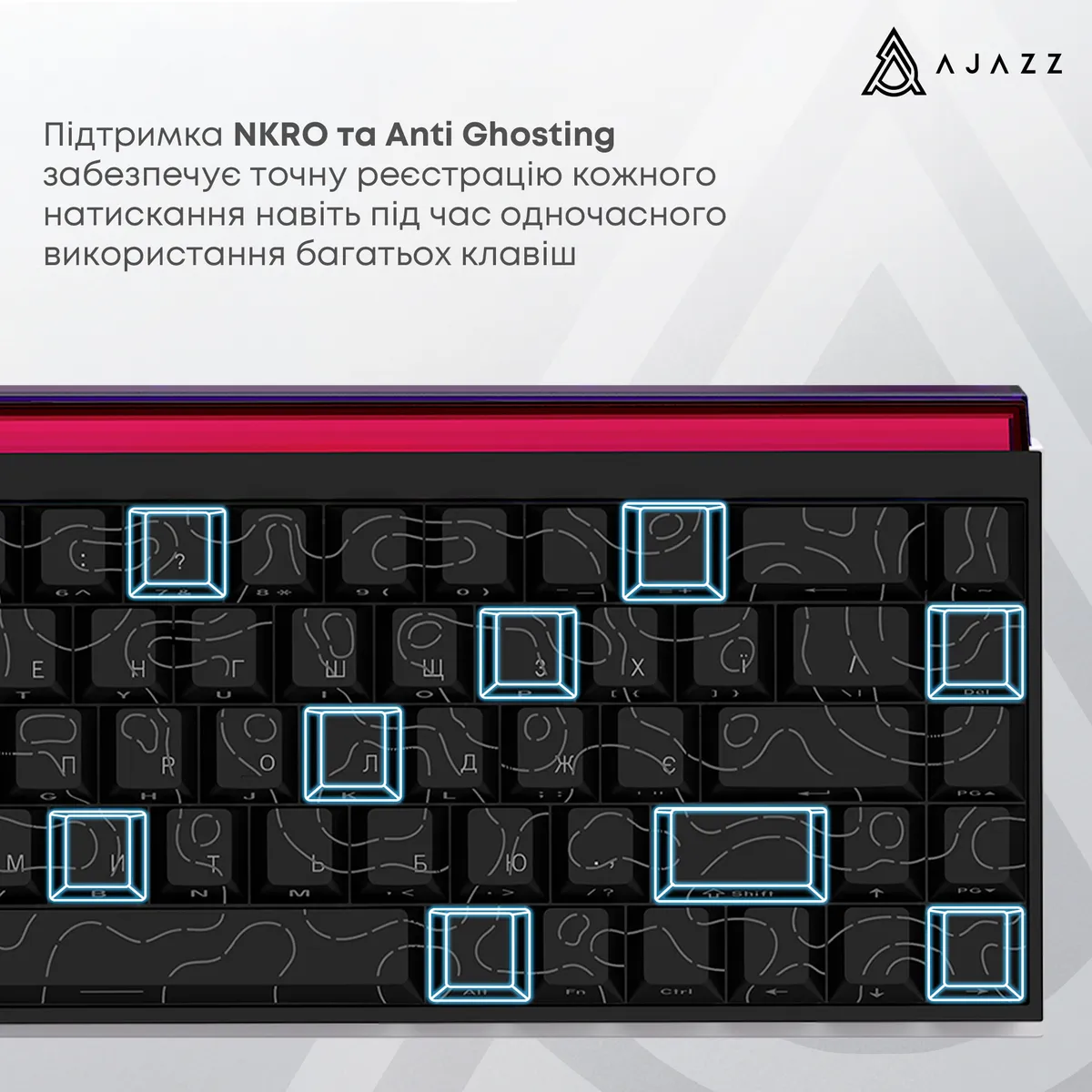 Дротова механічна клавіатура Ajazz NK68 Red switches Side Contour Black (NK68-R-S-B) - мініатюра 11