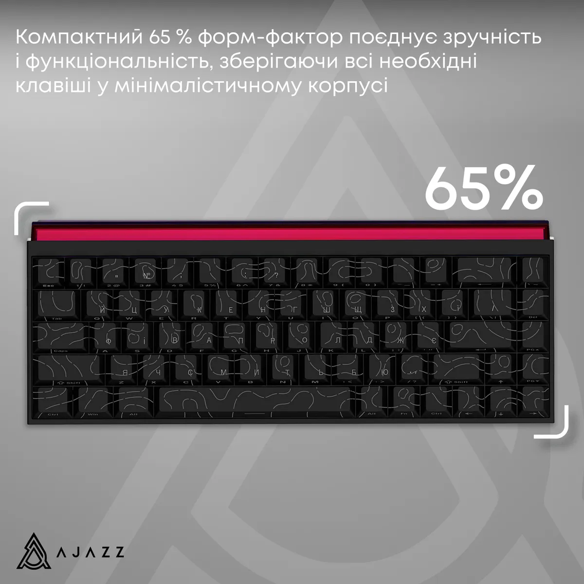 Дротова механічна клавіатура Ajazz NK68 Red switches Side Contour Black (NK68-R-S-B) - мініатюра 12