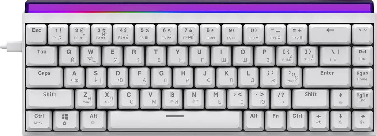 Дротова механічна клавіатура Ajazz NK68 Red switches White (NK68-R-W) - мініатюра 2