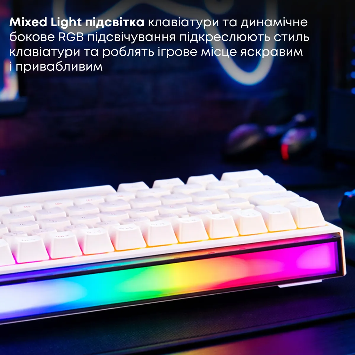 Дротова механічна клавіатура Ajazz NK68 Red switches White (NK68-R-W) - мініатюра 8