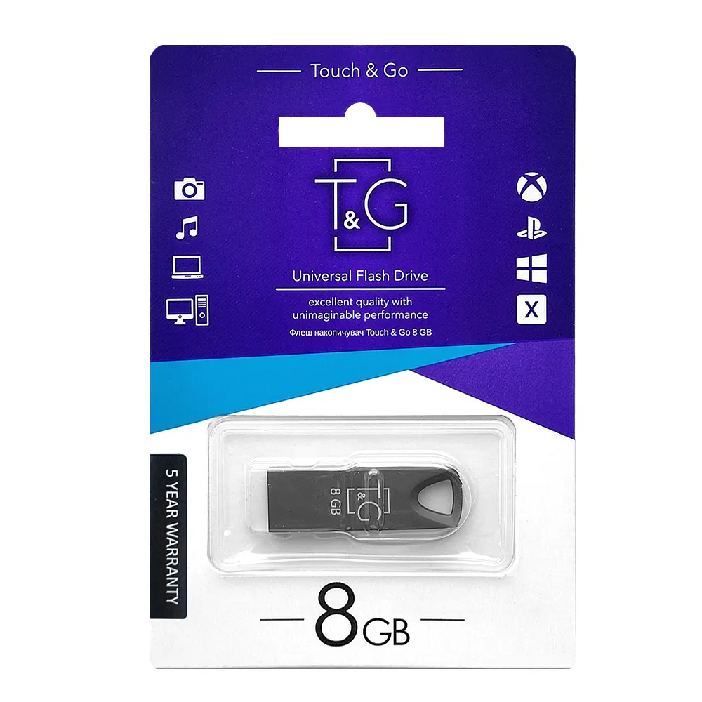 Флеш-накопичувач USB 8GB T&G 117 Metal Series Black (TG117BK-8G) - мініатюра 2