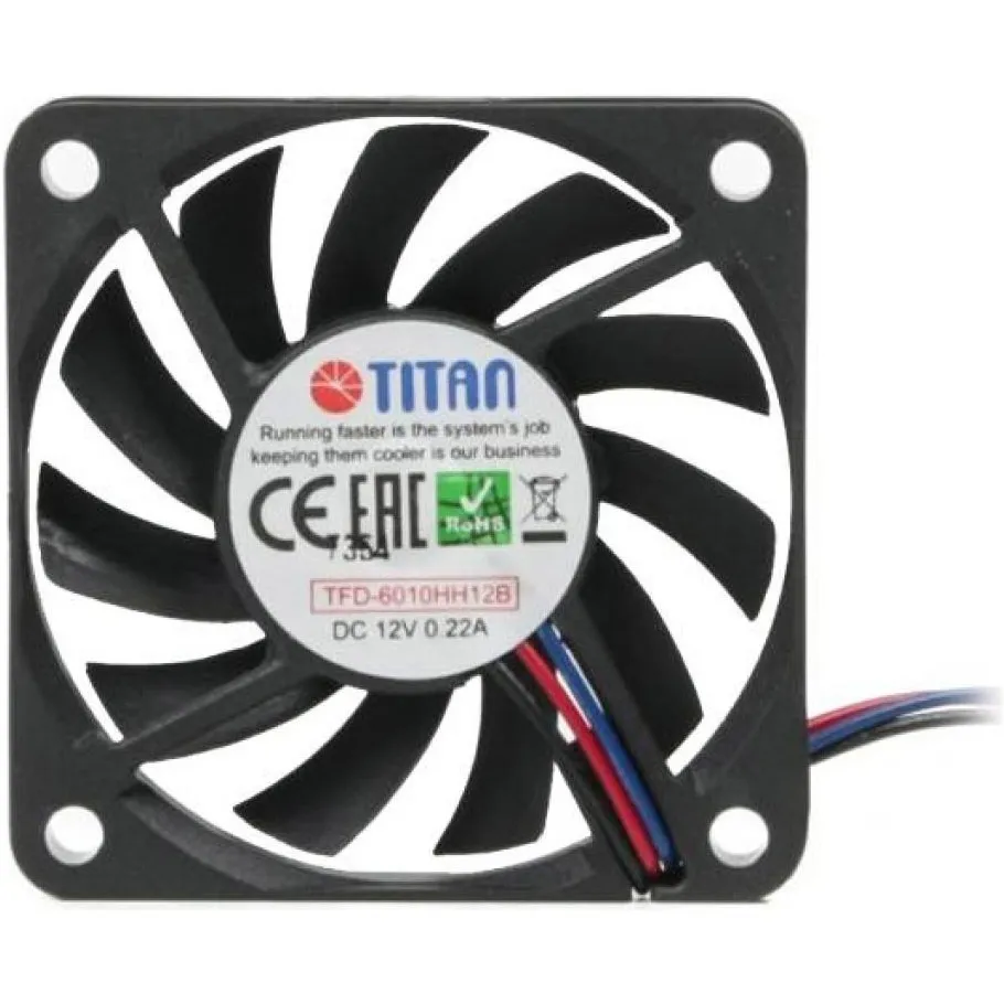 Вентилятор Titan TFD-6010HH12B, 60x60x10мм, 3-pin, чорний - мініатюра 2