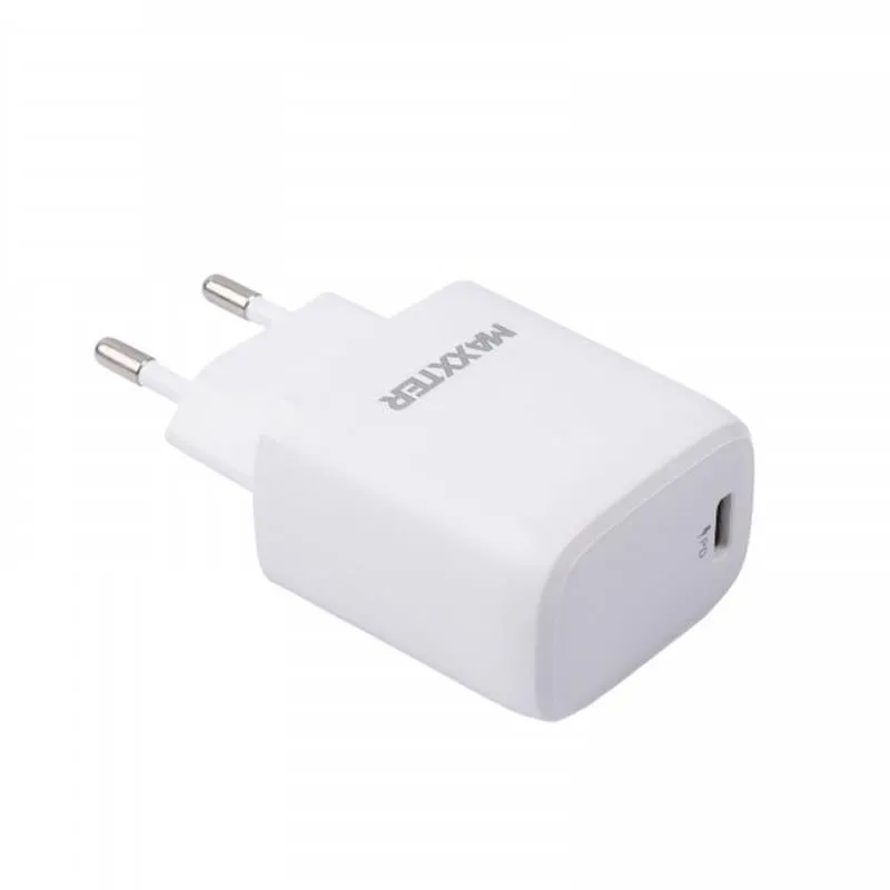 Мережевий зарядний пристрій Maxxter (1USBх3А) QC3.0 White (WC-PD-CtL-01) + кабель Lightning - зображення 1