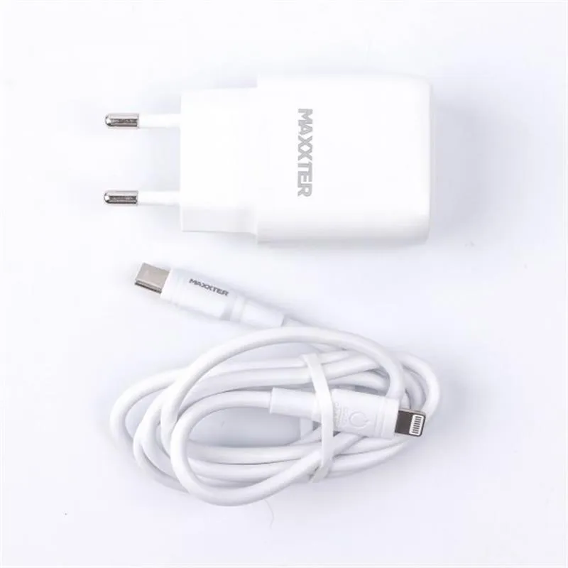 Мережевий зарядний пристрій Maxxter (1USBх3А) QC3.0 White (WC-PD-CtL-01) + кабель Lightning - мініатюра 3