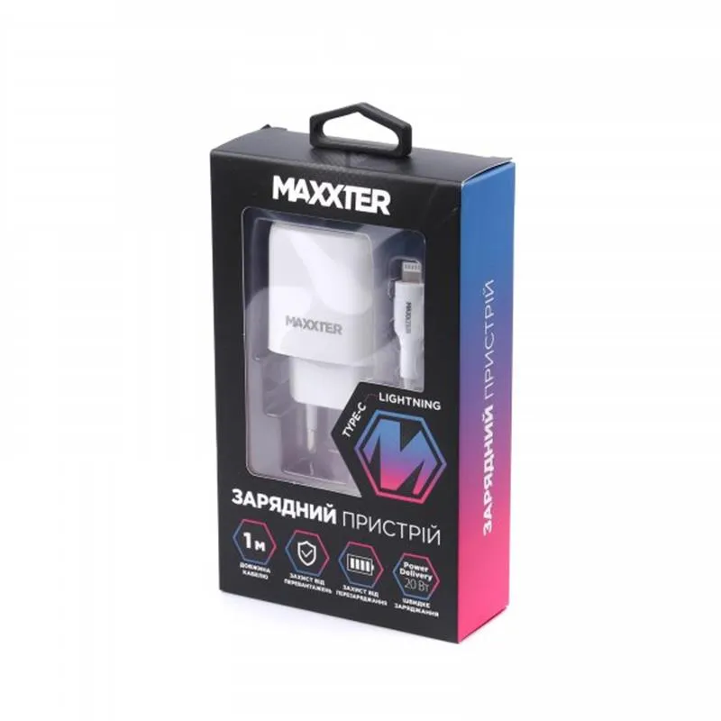 Мережевий зарядний пристрій Maxxter (1USBх3А) QC3.0 White (WC-PD-CtL-01) + кабель Lightning - мініатюра 4