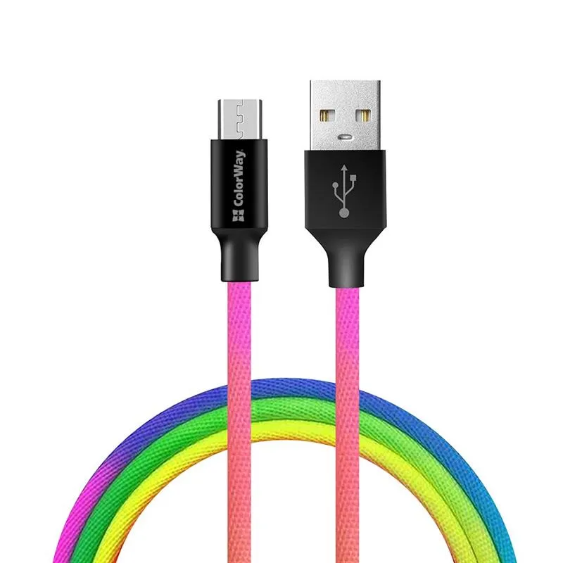 Кабель ColorWay USB - micro USB (M/M), 2.4 А, 1 м, Multicolor (CW-CBUM017-MC) - зображення 1