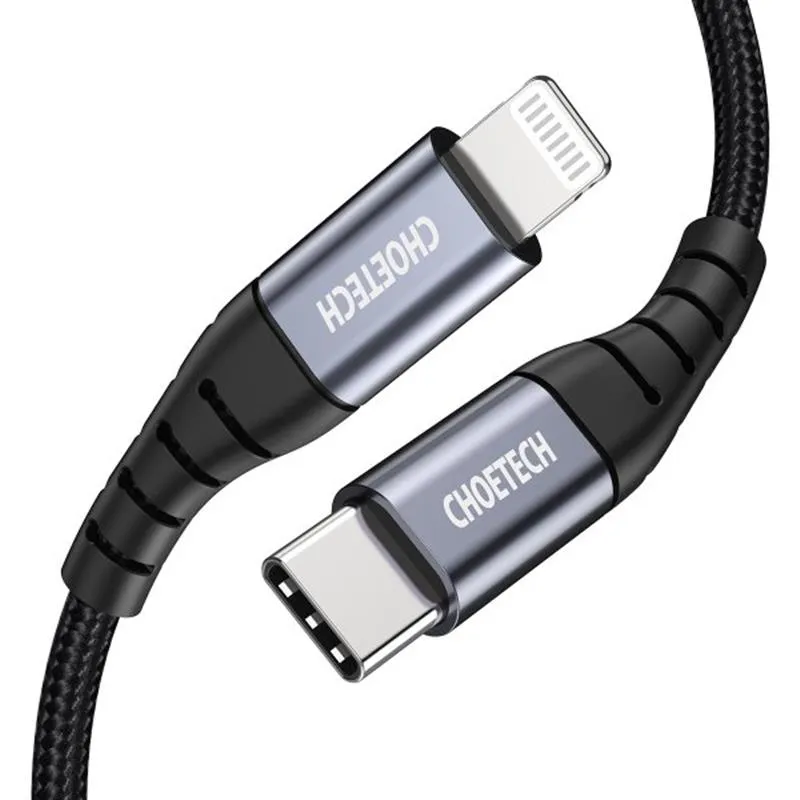 Кабель Choetech USB Type-C - Lightning (M/M), 2 м, Black (IP0041-BK) - мініатюра 2