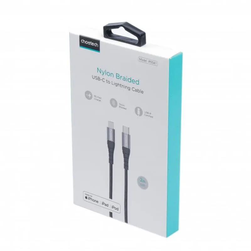 Кабель Choetech USB Type-C - Lightning (M/M), 2 м, Black (IP0041-BK) - мініатюра 3