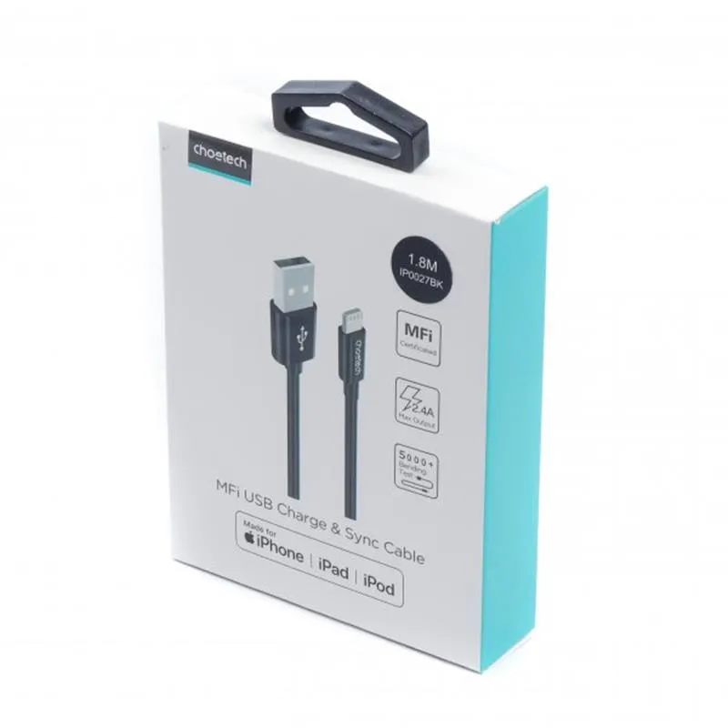 Кабель Choetech USB - Lightning (M/M), 1.8 м, Black (IP0027-BK) - мініатюра 3