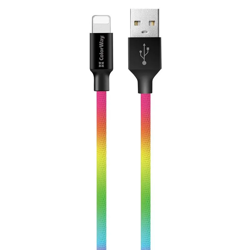 Кабель ColorWay USB - Lightning (M/M), 2.4 А, 1 м, Multicolor (CW-CBUL016-MC) - зображення 1